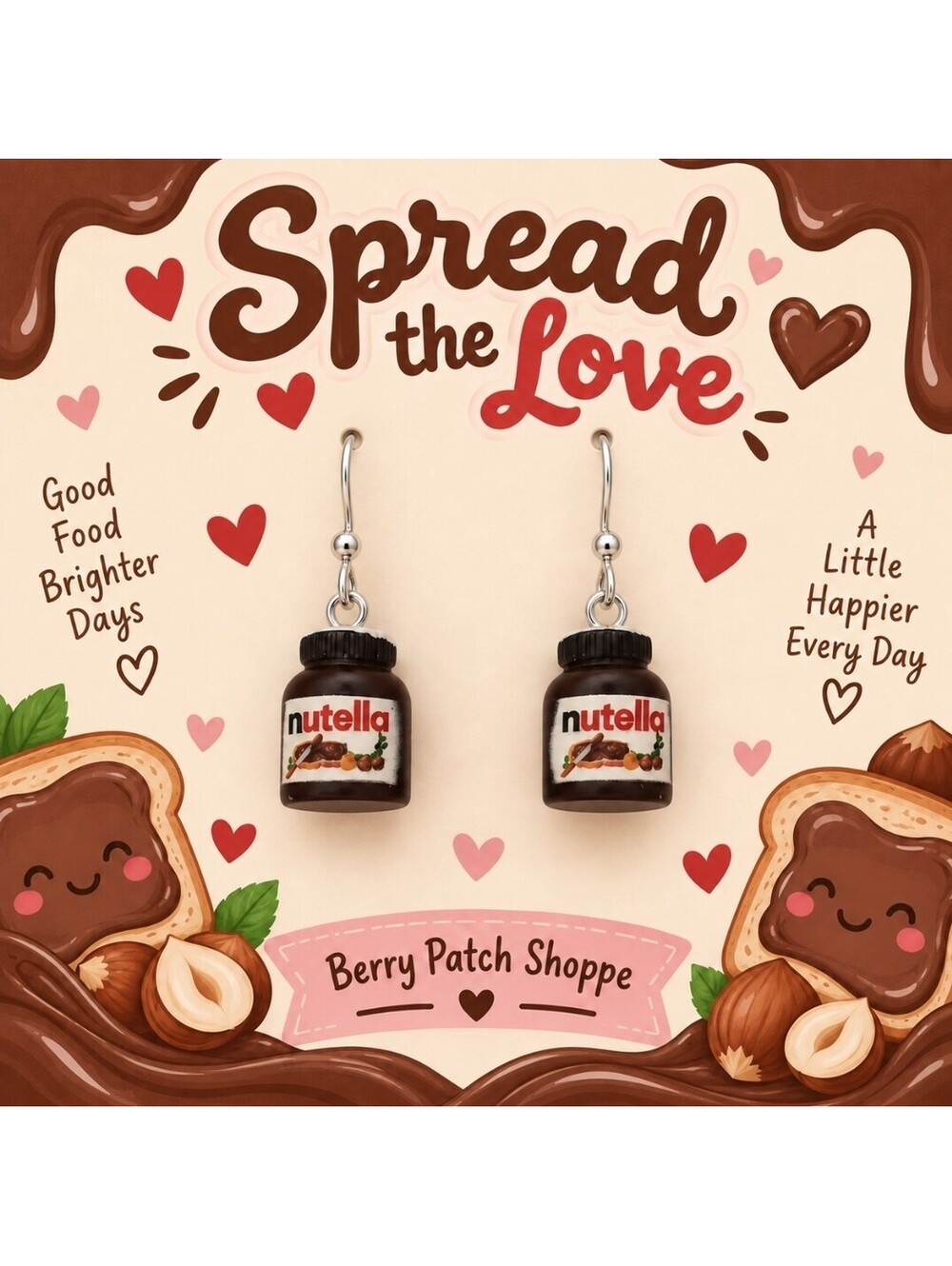 Fun Jewelry Nutella Jar Hypoallergenic Dangle Drop Novelty Foodie Earrings